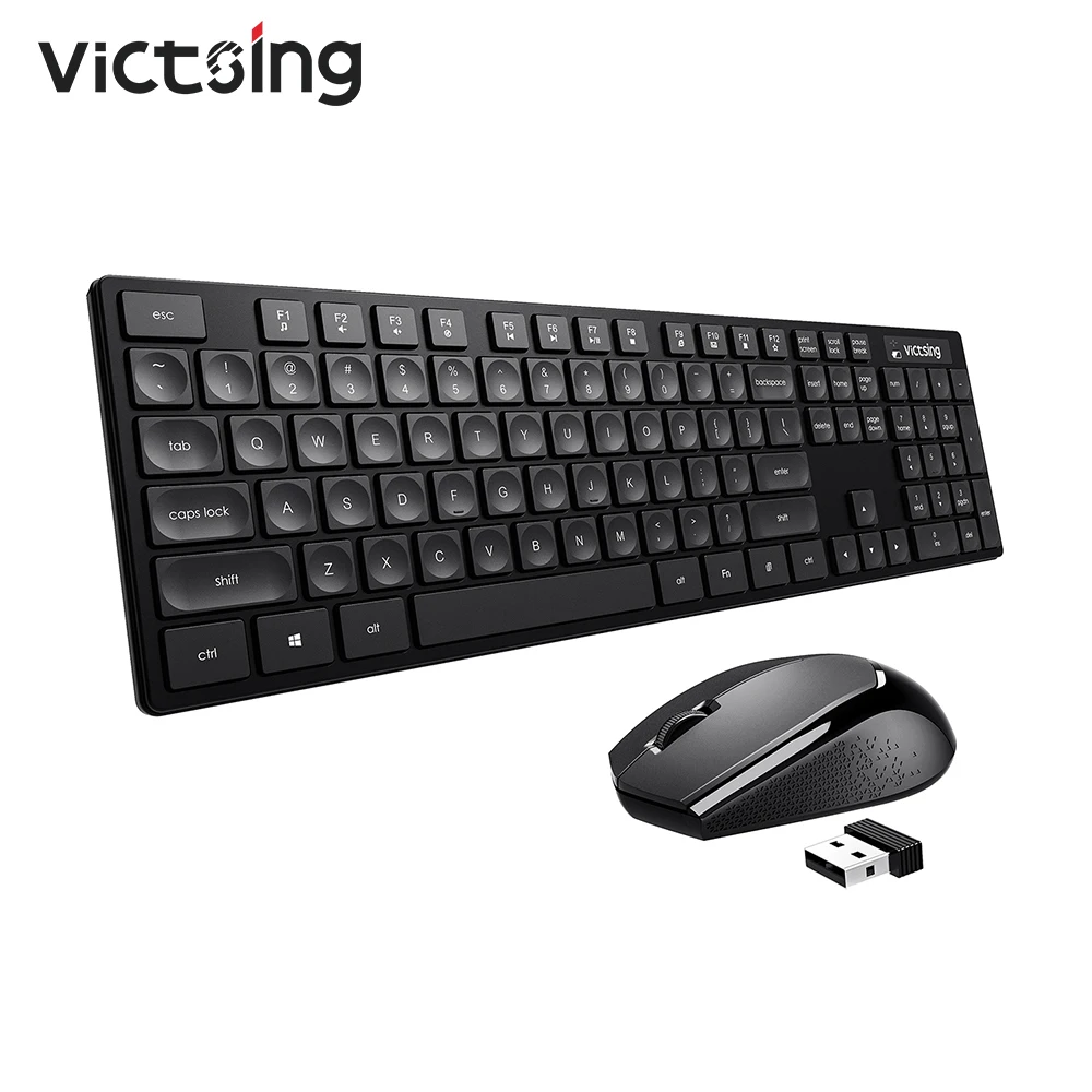 VicTsing PC190 беспроводная клавиатура и мышь 104 колпачки тонкая клавиатура и мышь комбо набор для ПК компьютер планшет ноутбук Windows