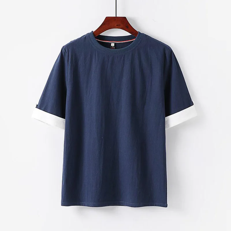 Футболка мужская оверсайз большие размеры 5XL 6XL из хлопка и льна с коротким