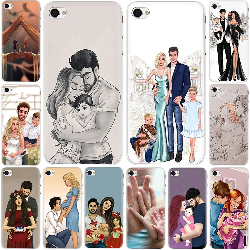 Жесткий чехол для телефона с изображением мамы папы ребенка семьи iPhone 5 5S SE 2020 6 6s 7