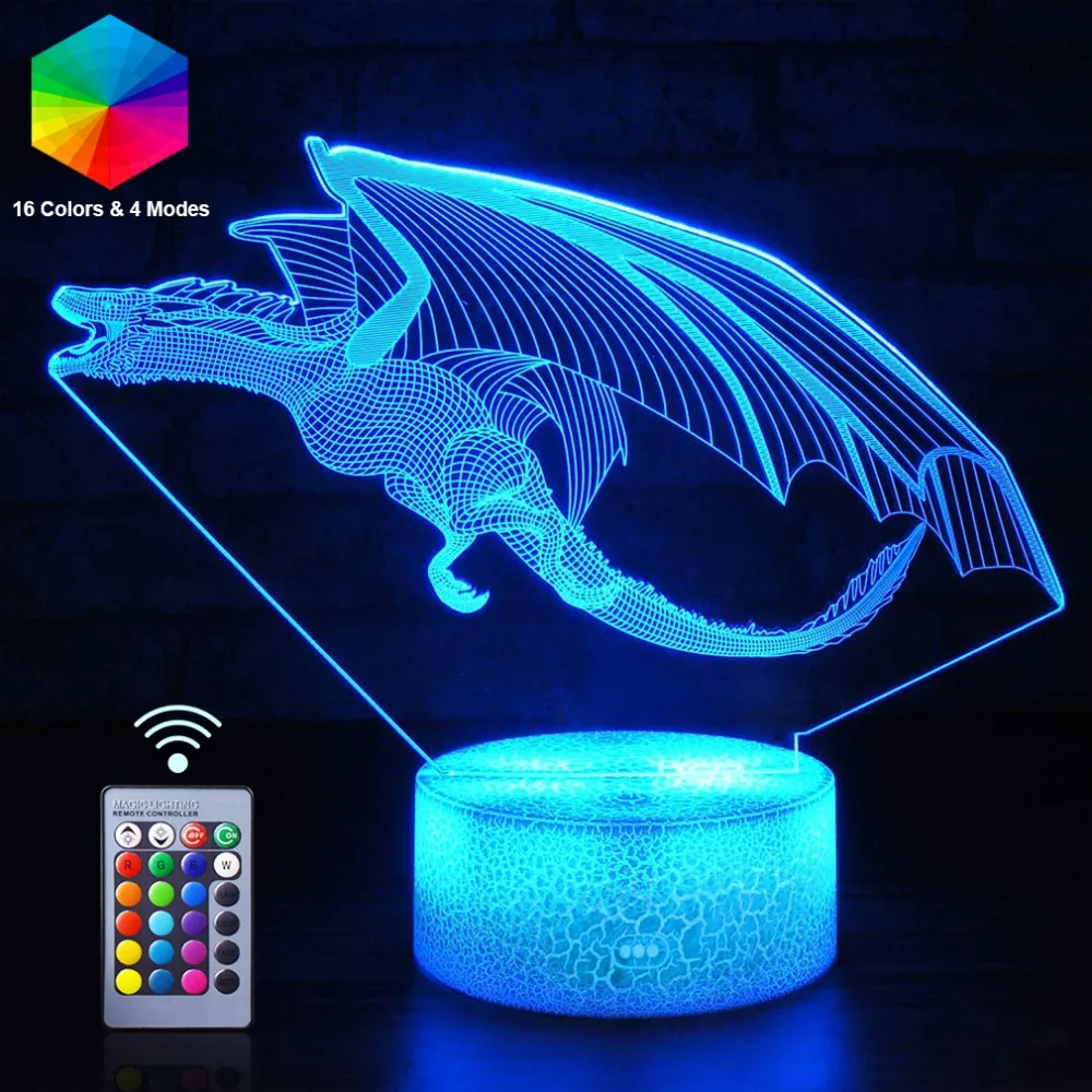 3D Dinosaur Night Lights Dragon LED NightLight USB Animal Pterosaur Winged Dragon Remote Table Lamp Kid Birthday Gift Home Decor