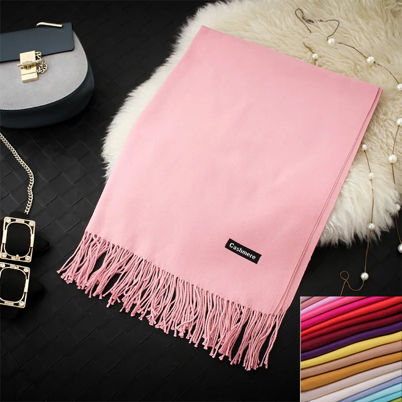 Осень и зима чистый кашемир как шарф длинный универсальный один цвет с