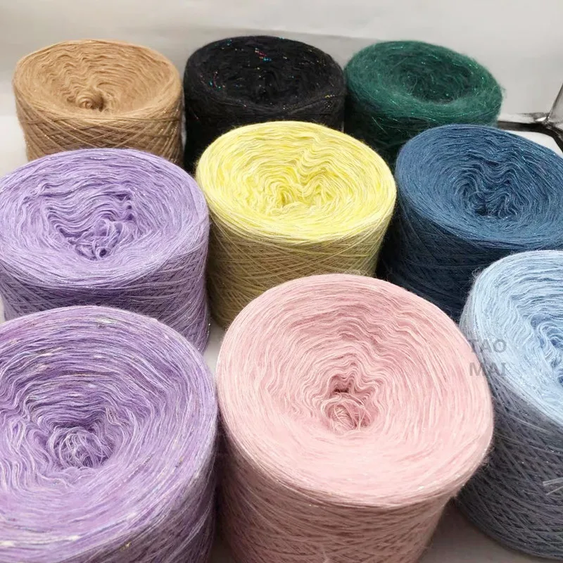 250G/Group Worsted Cashmere and Shiny Silk Mohair Yarn DIY Handmade Needle Sweater Flash Coat Super Soft Scarf Material Package
