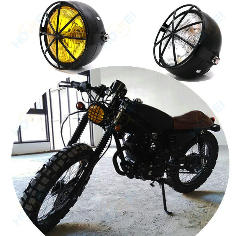 6 5 дюймовый универсальный Ретро мотоциклетный гриль маска фара винтажная