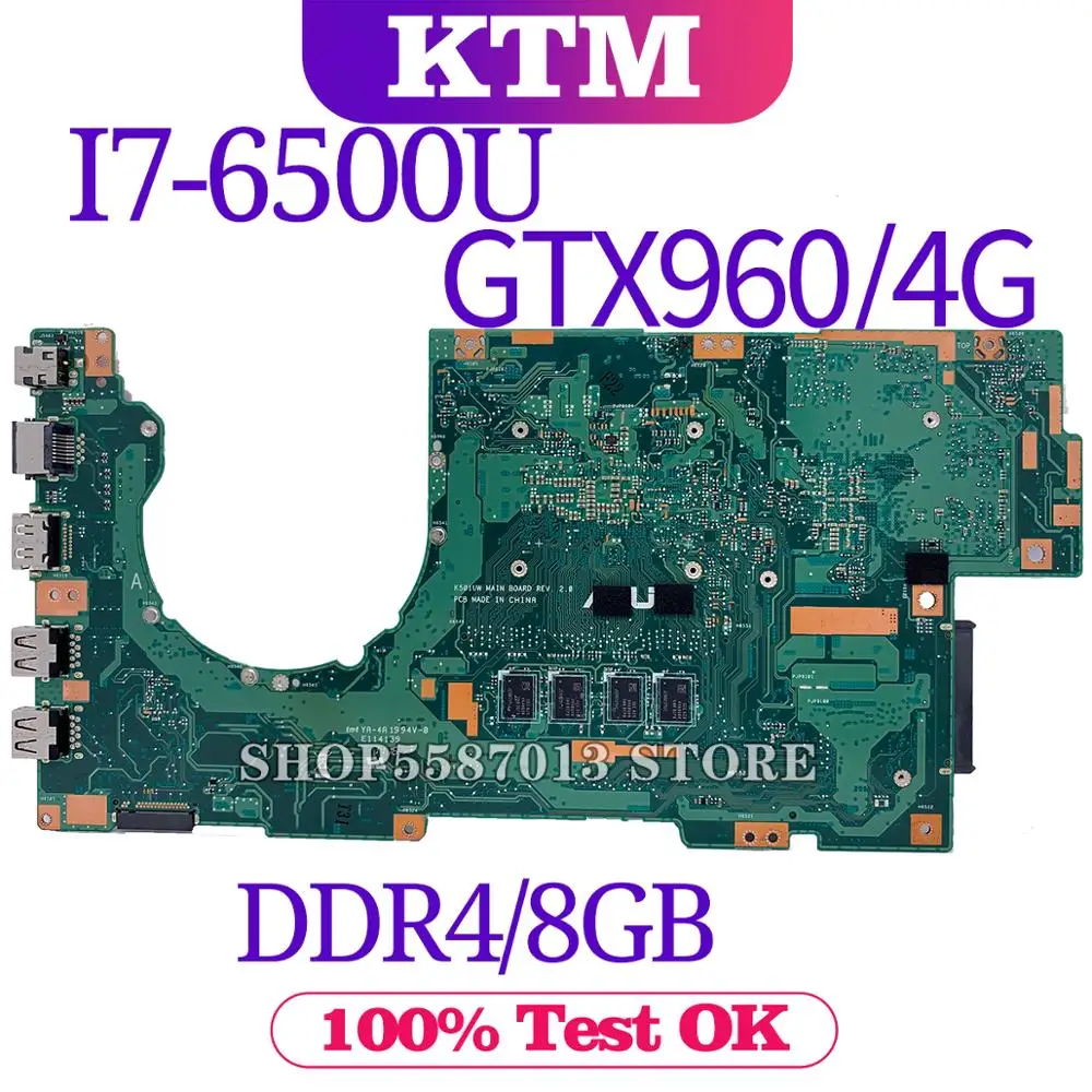 u5000 for asus k501uq k501ux k501uw k501uxm laptop motherboard k501u mainboard test ok i7 6500u cpu gtx960m4gb ddr4 8gb ram free global shipping