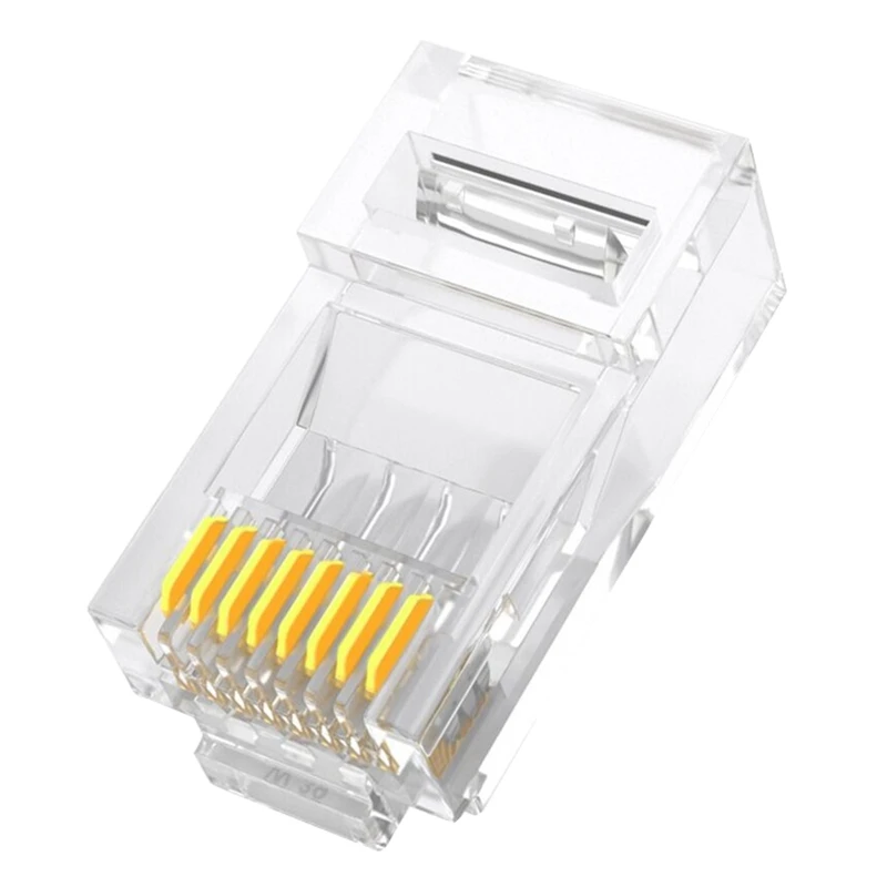 Дешевые 50pcs1.03mm диаметр отверстия RJ45 экранированный разъем cat5e Cat6 сеть rj45 Вилки |