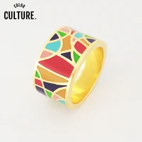 dropshipping fashion stainless steel rings for women filled colorful enamel jewelry trendy party