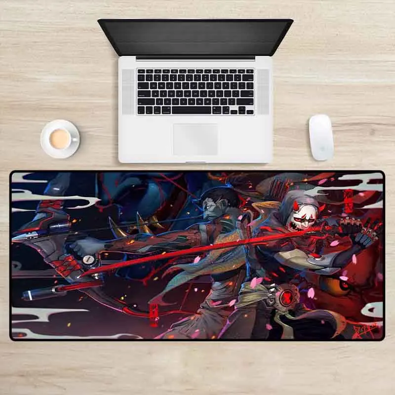 XGZ Oni Genji and Demon Hanzo Animation Mouse Pad Gamer Computer Notebook Office Supplies Office Carpet Desk Mat Game Mouse Pad