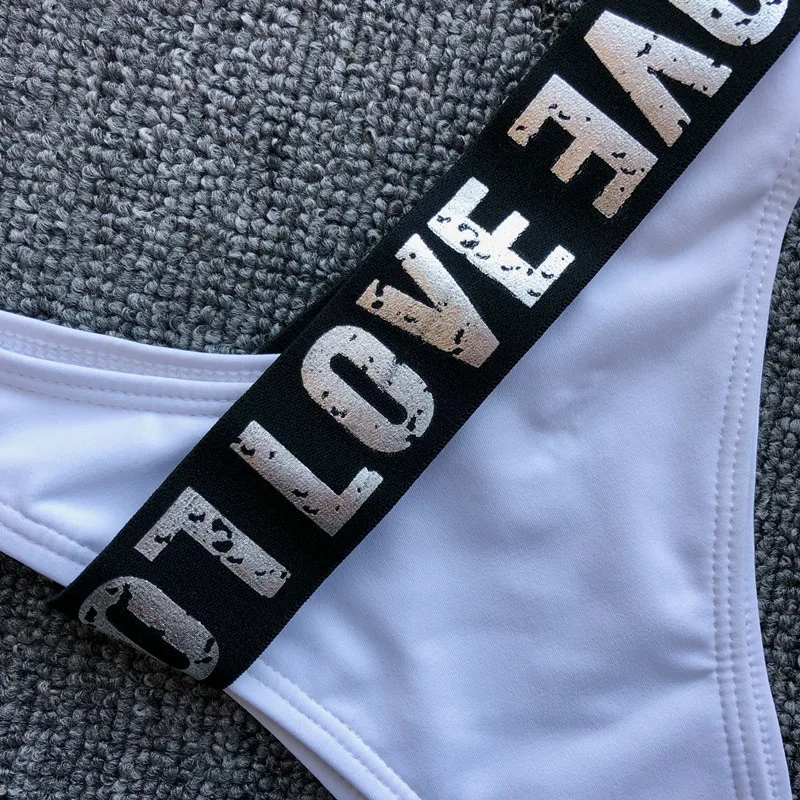 Летний сексуальный бандаж бикини набор Для женщин купальник с принтом надписи