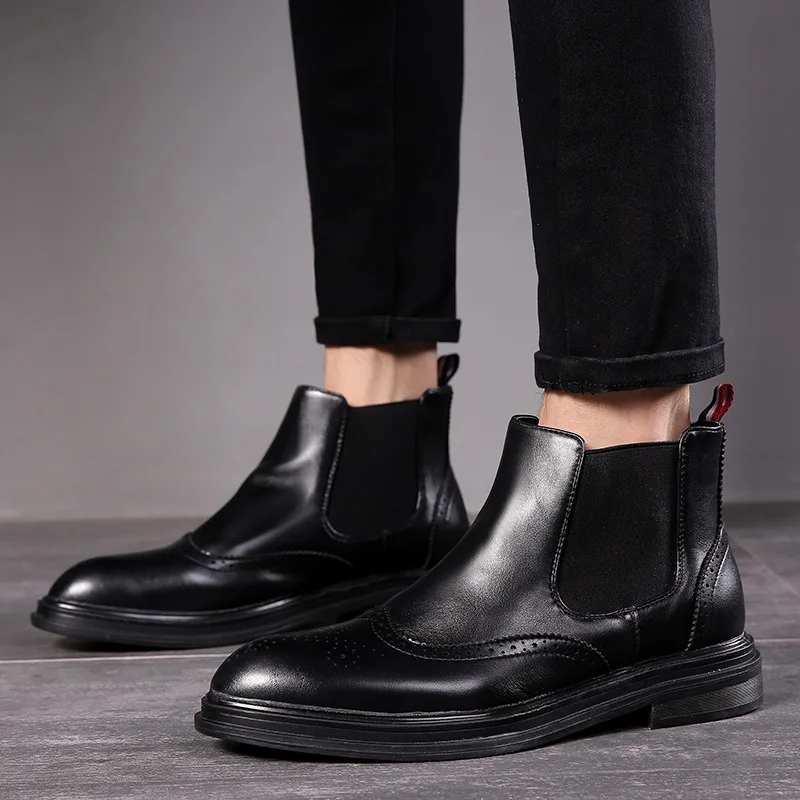 

Итальянские дизайнерские мужские повседневные ботинки челси, обувь из коровьей кожи, броги, мужские ботильоны