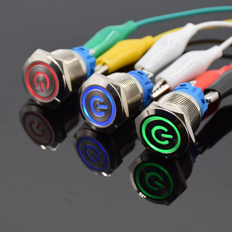 Металлический кнопочный переключатель питания 19 мм латунный плоский Круглый