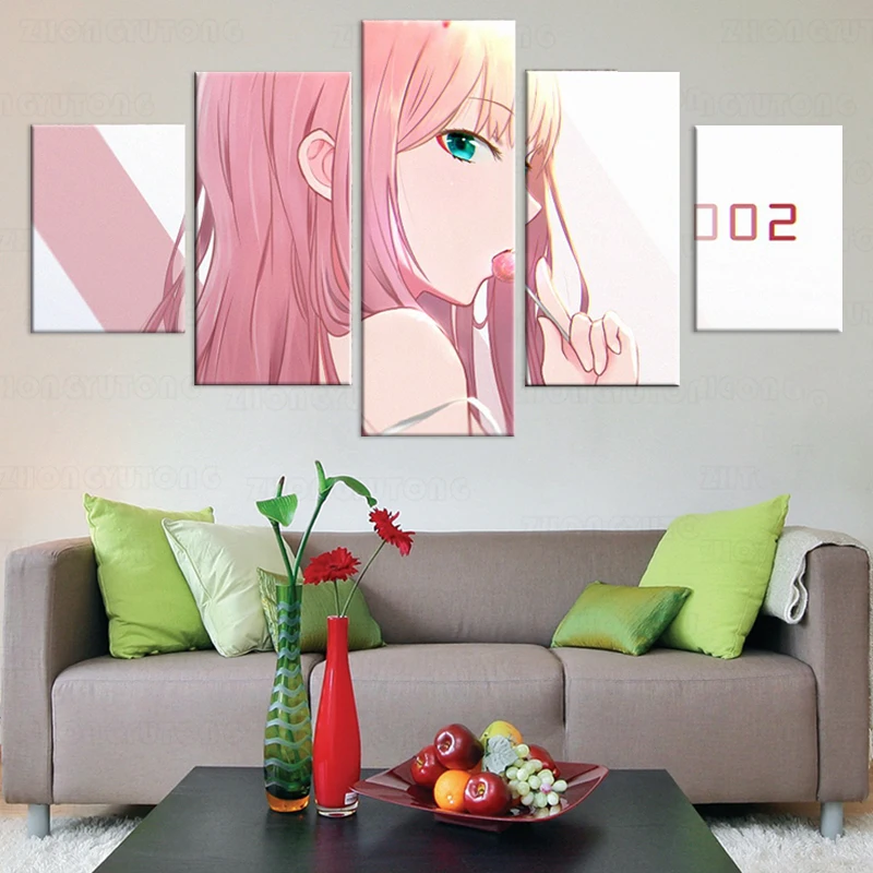 Плакат на холсте с изображением Аниме D in the FRANXX ZERO TWO 5 штук украшение для дома