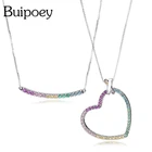 Buipoey модная блестящая обувь с украшением в виде кристаллов ожерелье для женщин серия радужной расцветки в форме сердца кулон для женщин ожерелье на шею воротник серебро Цвет, ювелирное изделие, подарок