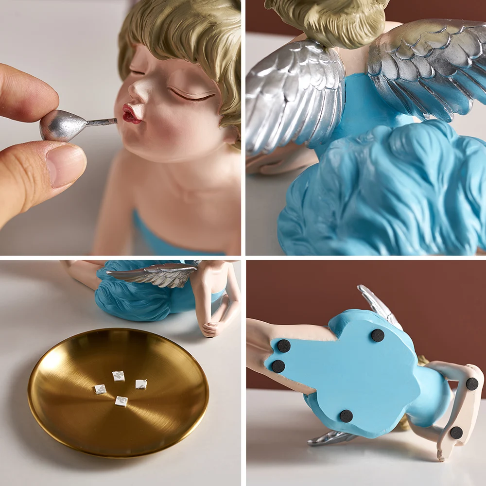 

Resin Modern Cute Girl Statue Home Furnishing Crafts Decoration Cafe Room Table Figurines Wedding Gift Storage Plate Accessories
