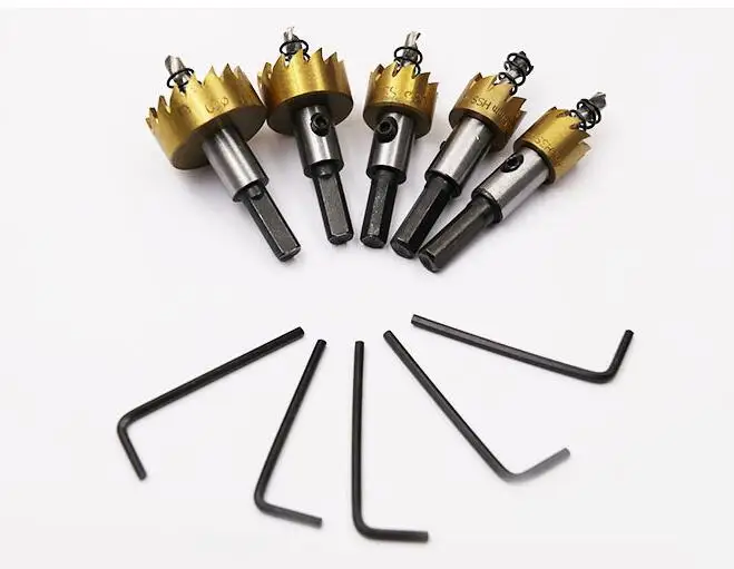Titanium plating 5 шт./компл. 16/18/20/25/30 мм высокое Скорость Сталь бурового наконечника Алюминий Расширитель отверстий металл листовой расширитель - Цвет: Titanium plating