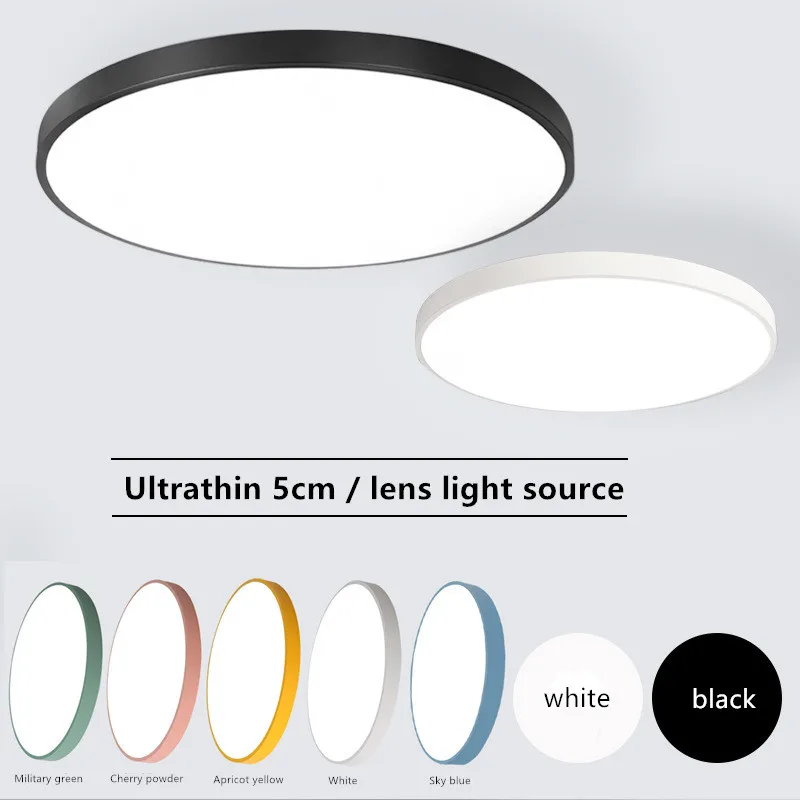 Lámpara LED de techo con carcasa negra para cocina, dormitorio y baño, 12W, 18W, 24W, 36W, 4000K, Superficie moderna