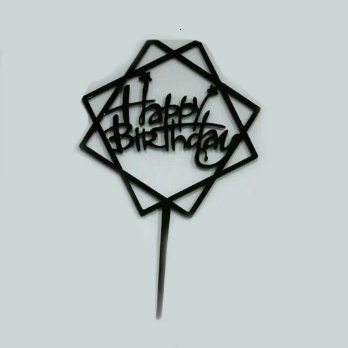 1 pc Acrylic Happy Birthday Love Cake Topper Decoration for Birthday Cupcake Flag Birthday Party Decorative Props Supplies - Цвет: Темный хаки