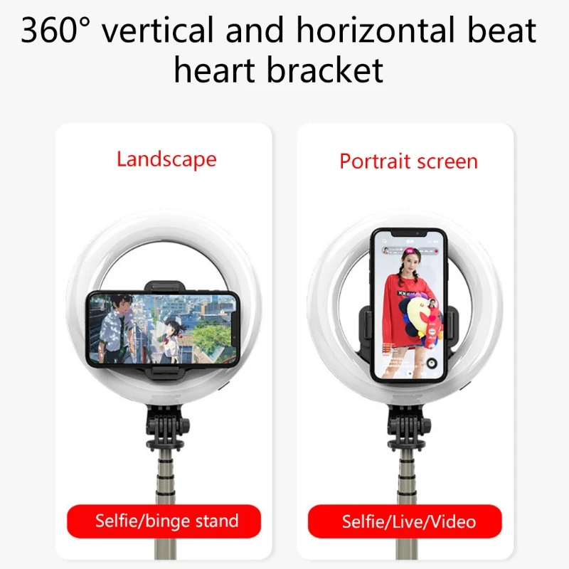 

1 Pc Selfie Stand Phone Holder LED Ringlight Dimmable Rechargeable Selfie Stand 448F