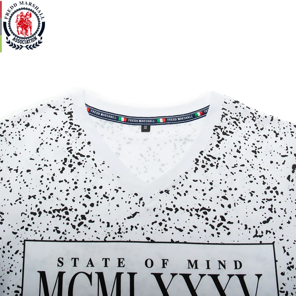 Футболка Fredd Marshall Мужская с V-образным вырезом модная Повседневная рубашка
