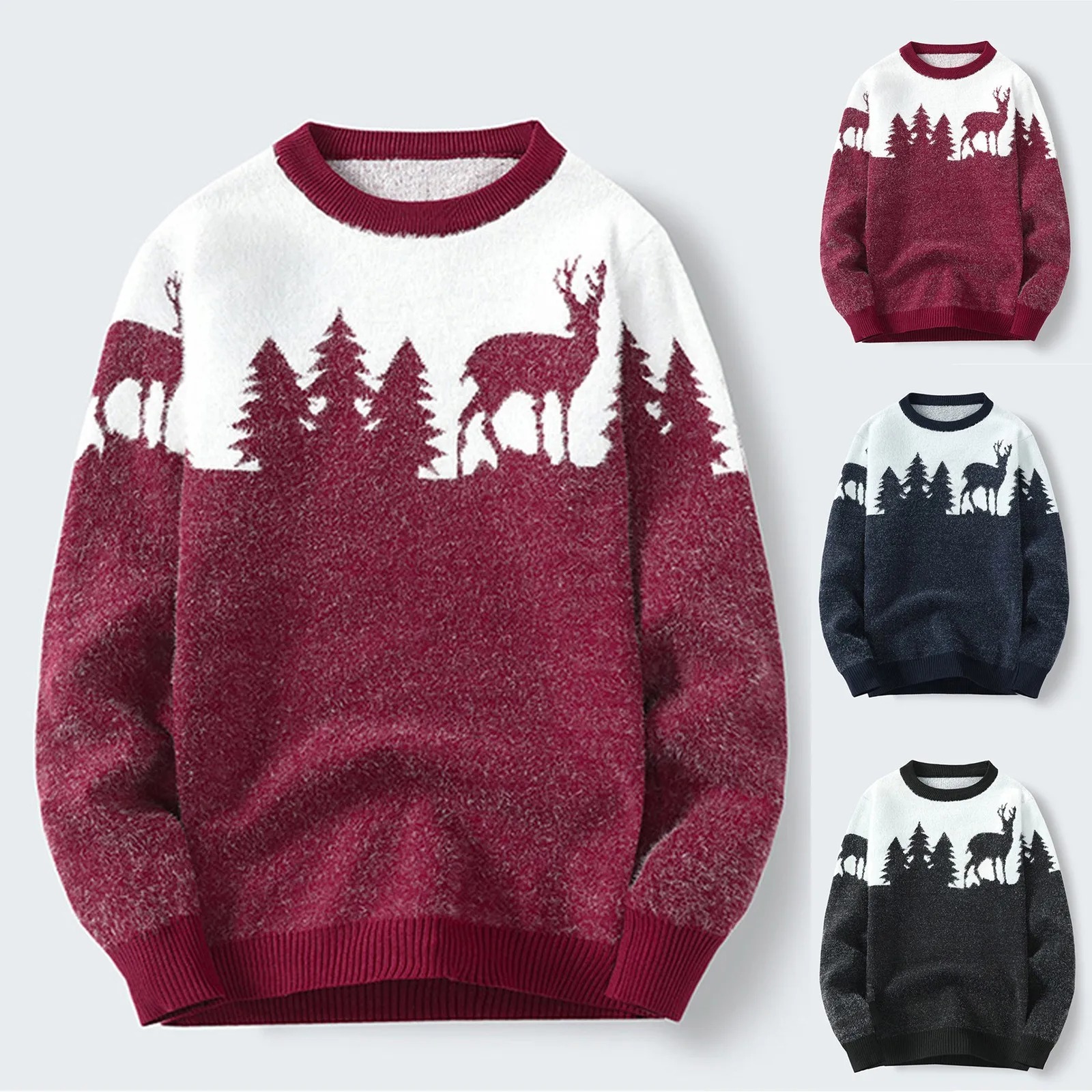 

Men's Knitted Pullover Casual Warm Christmas Elk Sweater Simple Comfy High Quality Sweater Fast Free Shipping Свитер Оверсайз