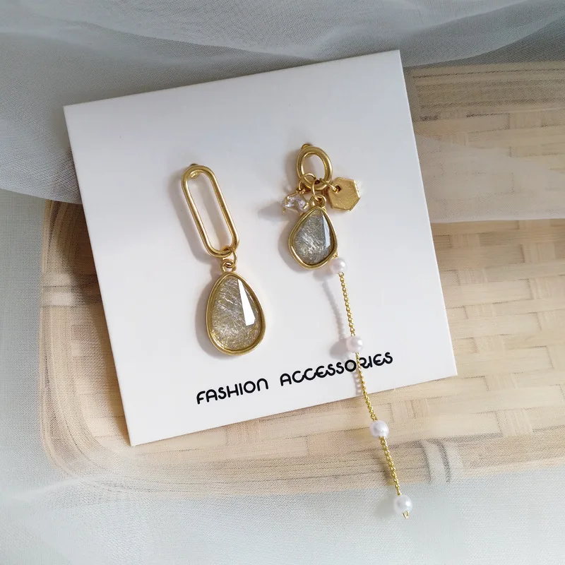 Новые асимметричные серьги капли из смолы женские модные корейские с