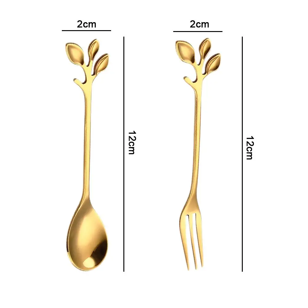Кофейная ложка столовая посуда костюм Совок вилка нержавеющая форма листьев