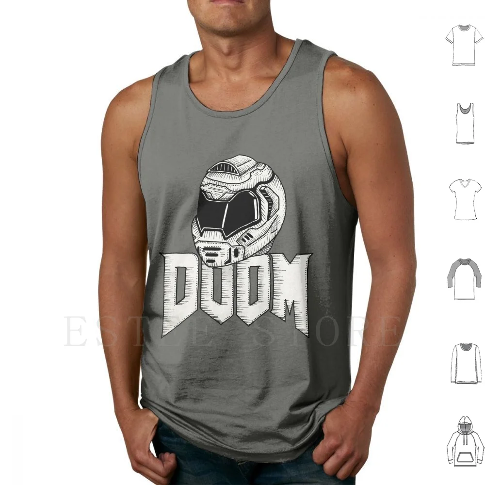 Doom Tank Tops Vest Cotton Doom Doom Eternal Doom Guy Helmet