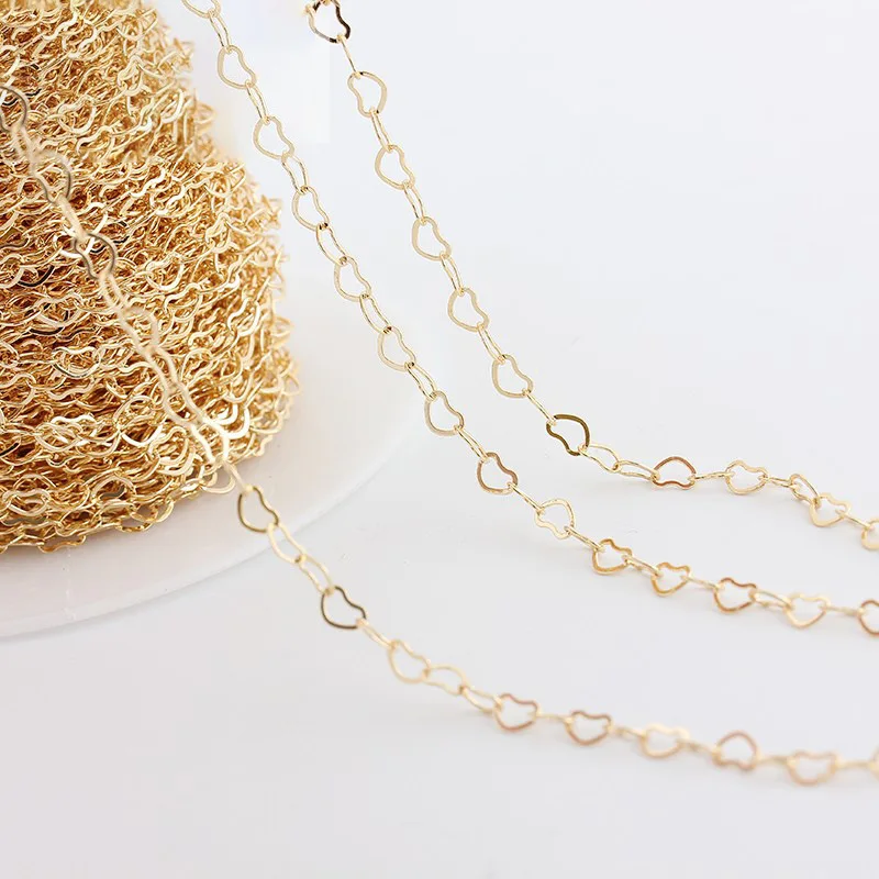 

1 Meter Heart 14k Chain Diy Jewelry Supplies Bulk Findings Gold Necklace Chains For Jewelry Making Bracelet Accessories