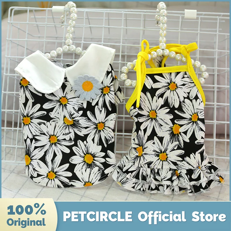 

Одежда для собак PETCIRCLE, рубашка и жилет для кукол, черная Маргаритка, для маленьких собак, кошек, для весны и лета, милый костюм для домашних ж...