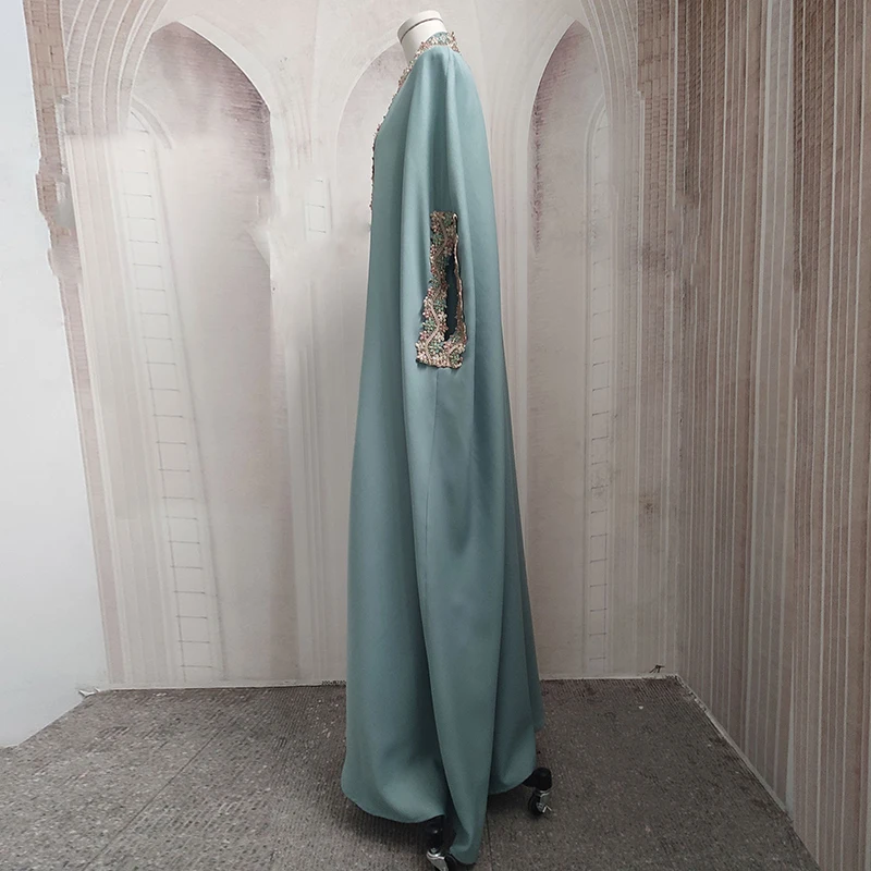 Abaya Robe Fashionable Muslim Women's Suit Kaftan Robe Two-piece Embroidery Contains Belt Ramadan Robe Qatar Islamic Clothing