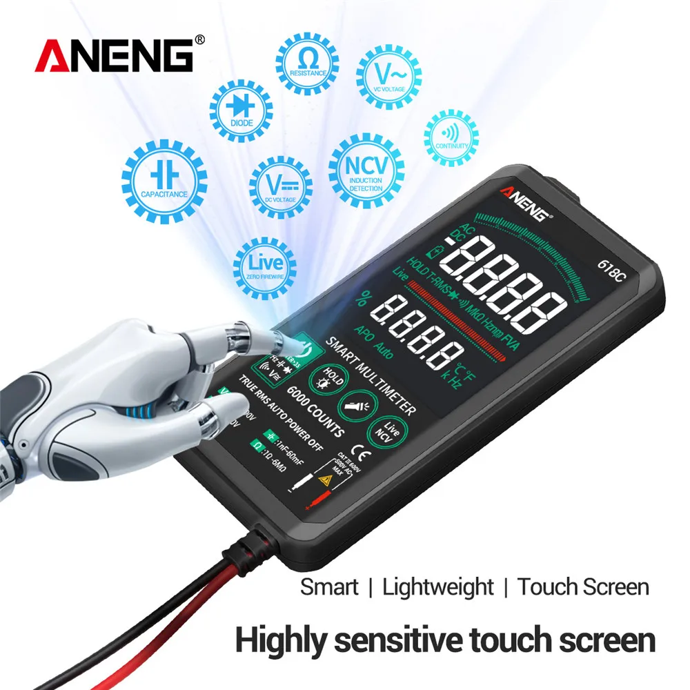Цифровой мультиметр ANENG 618C умный сенсорный экран аналоговая панель постоянного