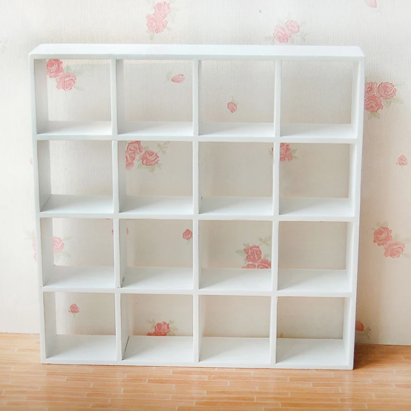 

1Pc 1: 12 Dollhouse Storage Rack Wooden Mini Miniature Storage Display Shelf 16 Grid Shelve Birthday Gift Children DIY Toy 2021