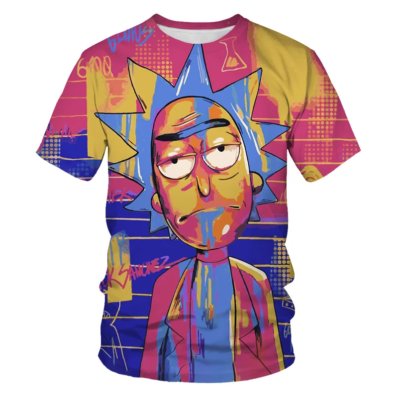 

Hot new summer comfortable short-sleeved men's plus size T-shirt 3D character sketch printing couple parent-child T-shirt