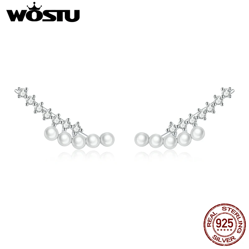 WOSTU оригинальный 925 стерлингового серебра в виде ракушки бусины Сияющие серьги