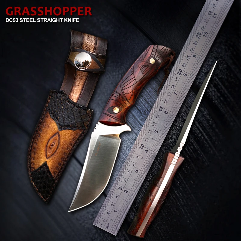 Нож для выживания TURENZ полностью Tang Bushcraft инструменты DC53 стальной нож с