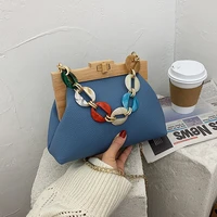 vintage wooden gold clip handbag designer new personality wood clip messenger bag colorful disc chain womens shoulder bag