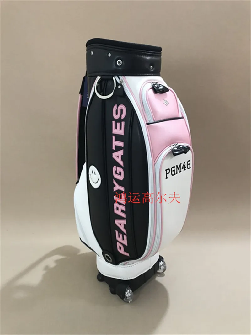 New Pearly Gates Golf Bag With Wheel PU Leather Tie Rod Stand Ball Package Clubs Cart Rain Cover 2 Colours | Спорт и развлечения
