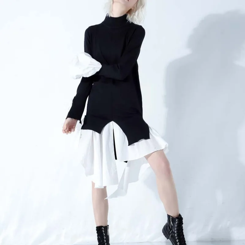 LANMREM 2020 новый весенний женский платье СО СТОЯЩИМ ВОРОТНИКОМ с расклешенными