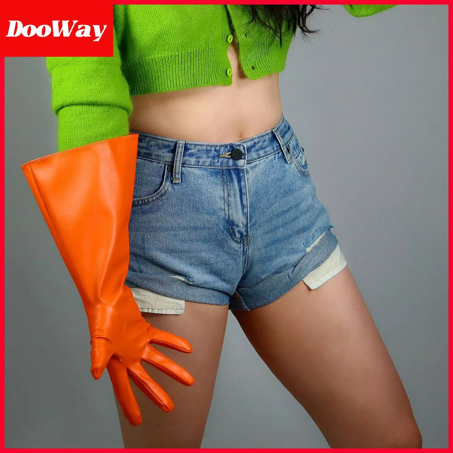 Длинная перчатка DooWay оранжевые перчатки из мягкой искусственной кожи с широким