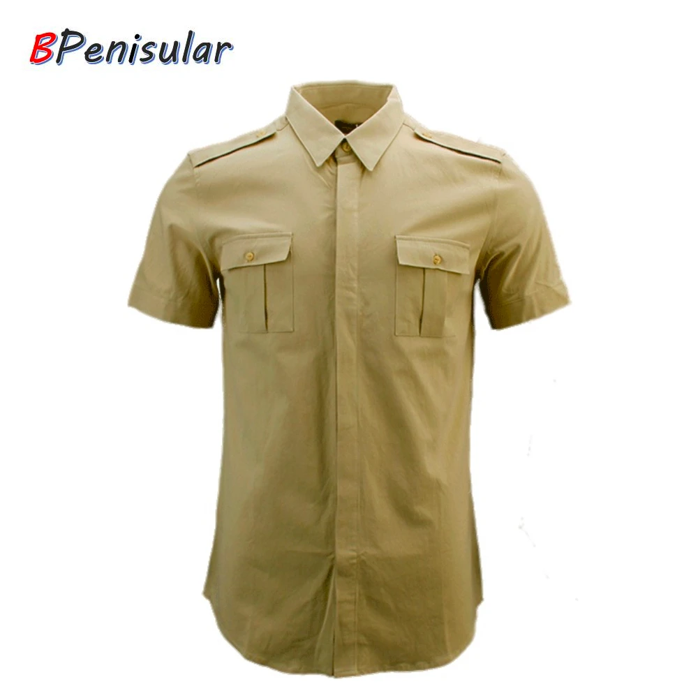 Рубашка карго мужская с эполетами однобортная хлопковая в стиле милитари