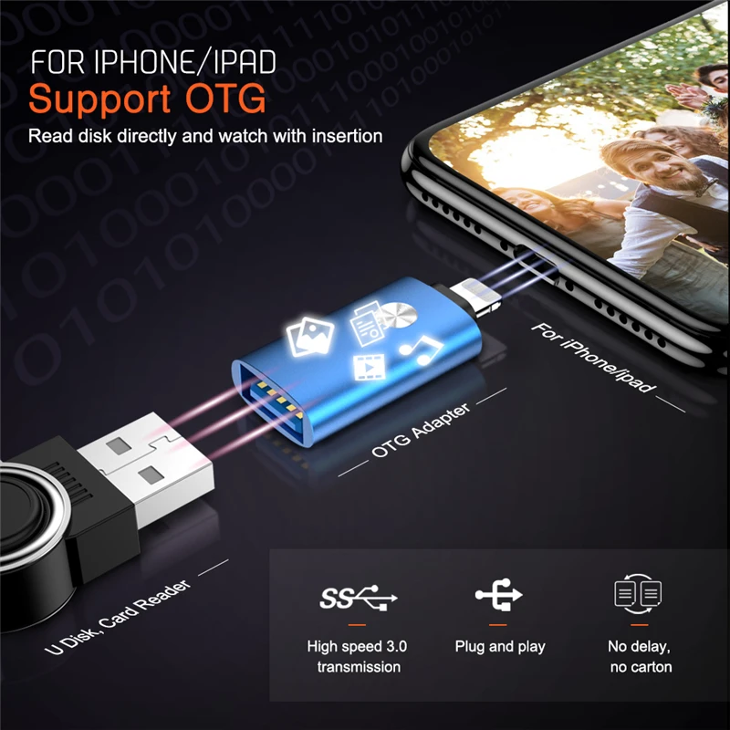Адаптер OTG lightning/USB для iPhone 7 8 6 6s Plus 11 Pro Max X XS XR|Переходники и адаптеры| |