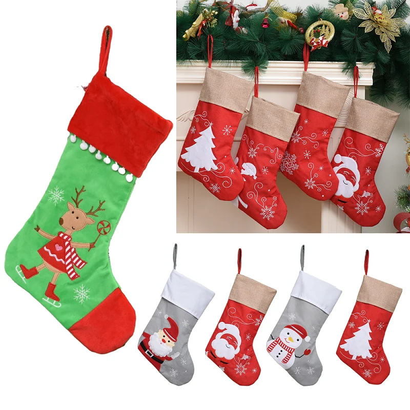 

1 Pc Christmas Stocking Candy Bag Gift Organizer Christmas Decorations For Home Navidad Xmas Tree Hanging Ornament New Year 2022