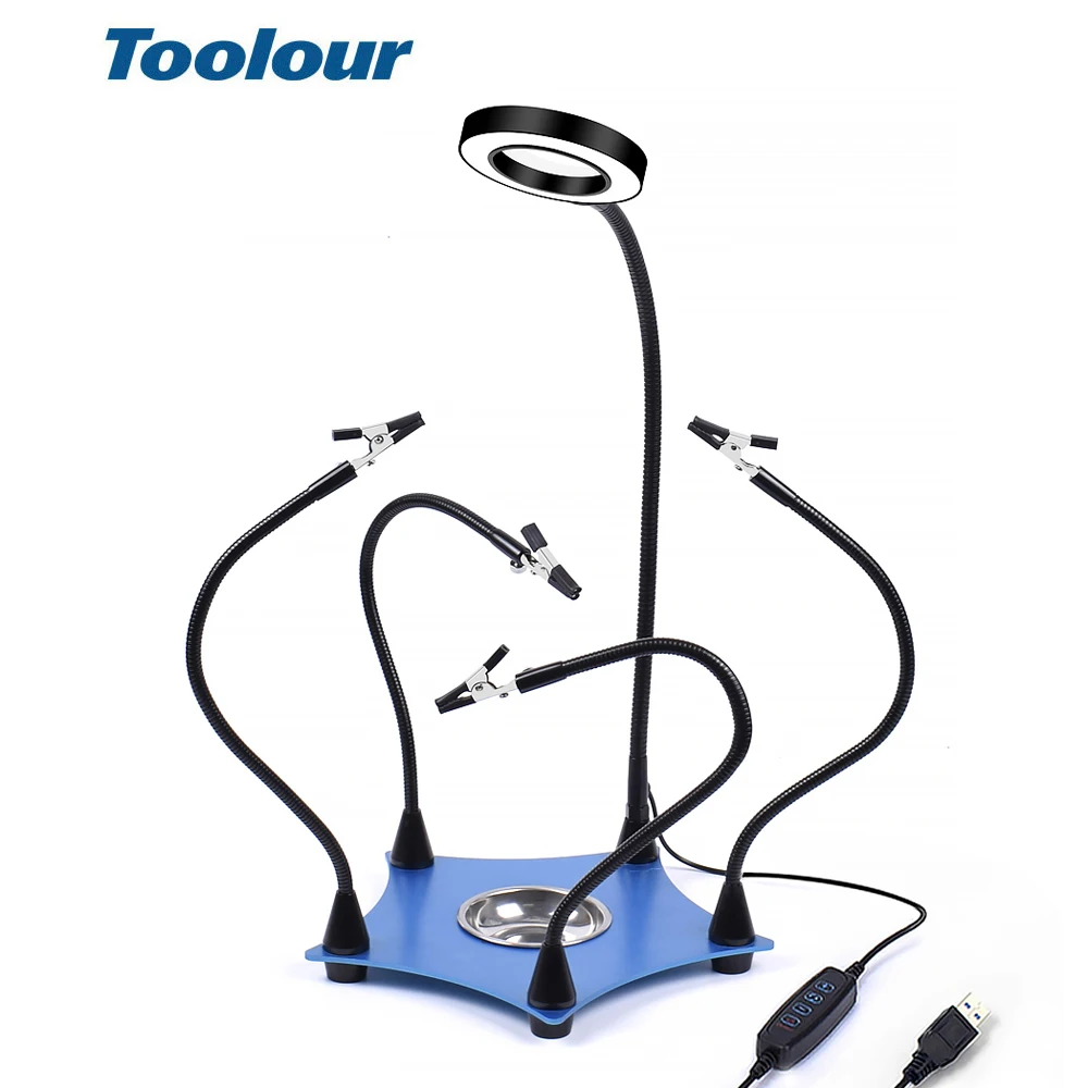 Toolour 3X лупа USB СВЕТОДИОДНЫЙ светильник для сварки третьей помощи подставка для паяльника Staion для ремонта DIY электронная печатная плата