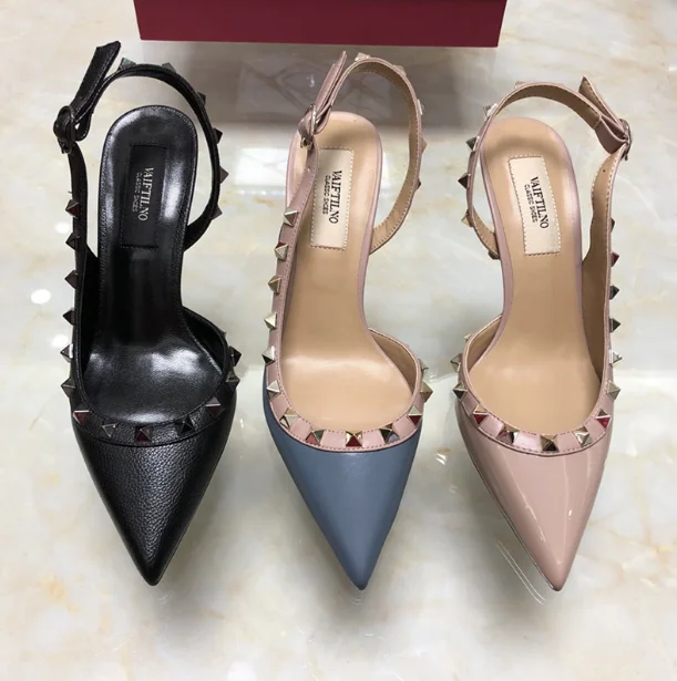 

6cm Women Shoes Sandals Pointed Hollowed-out Heel Rivets Thin High-heeled Shoes Women 's Sexy Sandals Single Shoes Buckles Open