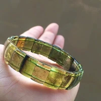 natural green tourmaline quartz rectangle beads bracelet yellow tourmaline bangle clear 12 59mm women men crystal stretch aaaaa
