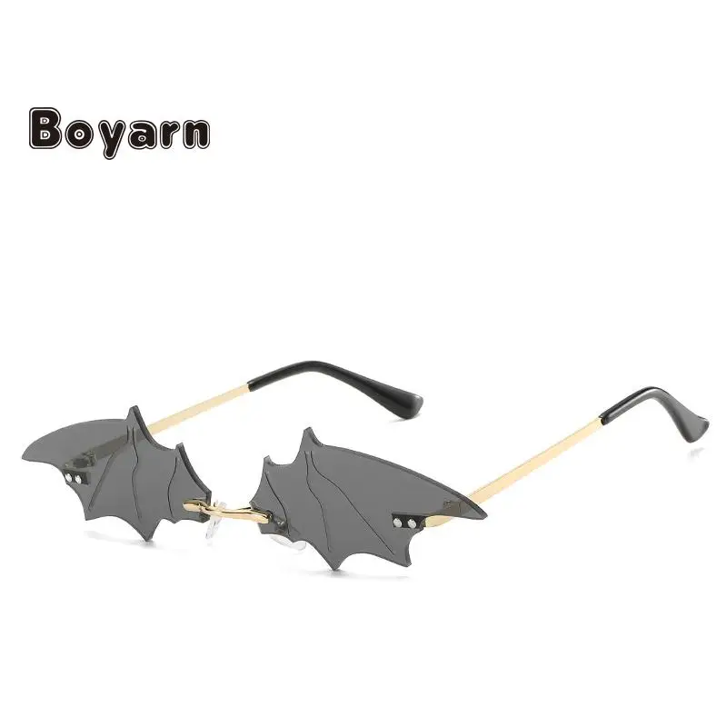 

Boyarn 2022 Small Cat Eye Sunglasses Women Luxury New Rimless Punk Sun Glasses Bat Shape Unique Eyeglasses Men UV400