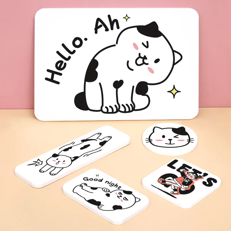 

Soap Pad Coaster Diatomaceous Earth Pad Kitchen Accessories Milk Cat Diatom Mud Absorbent Pad Bathroom Sink Toilet Pad Set