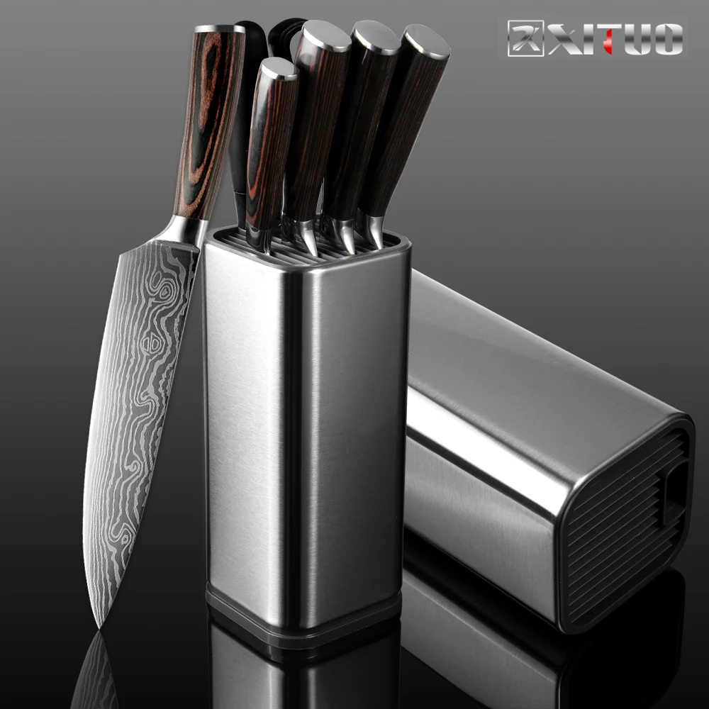 

XITUO Stainless Steel Universal Knife Holder Space Saver Knife Storage Tool Meat Chef Knife Block Multi-tool Kitchen Holder