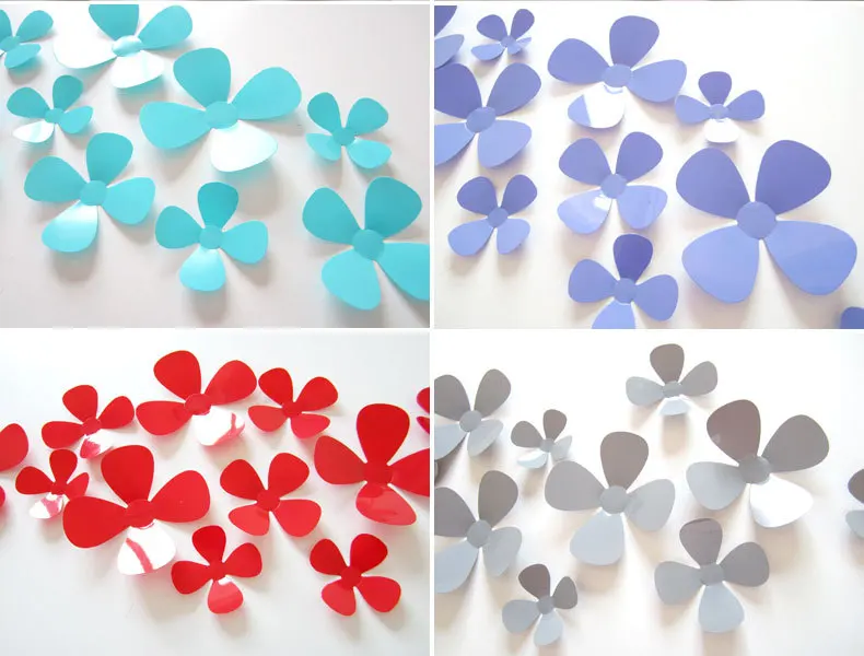 12 шт./лот ПВХ Цветочные наклейки 3D на стену домашний декор постер для детской