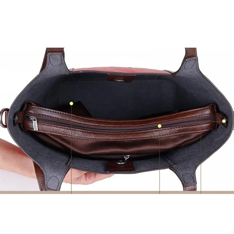 

New Luxury Handbags Women Large Capacity Bucket Tote Bag Lady Genuine Cowhide Handmade Embossing Women's Shoulder Bags Balck Red