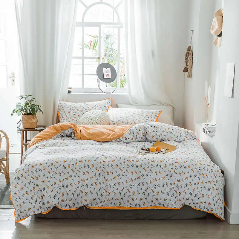 19 SlowDream Bedding Set Pastoral Style Flowers Bedspread Duvet Cover Set Flat Sheet For Adult Child Single Bed 1.0/1.2 Double - Цвет: 19